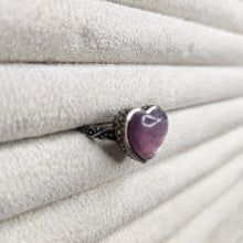 Load image into Gallery viewer, S925 Adjustable Lepidolite Heart Ring
