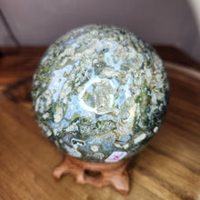 Load image into Gallery viewer, Large Ocean Jasper With Druzy Sphere
