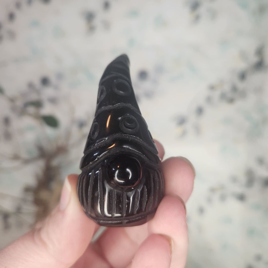 Black Obsidian Gnome Carving