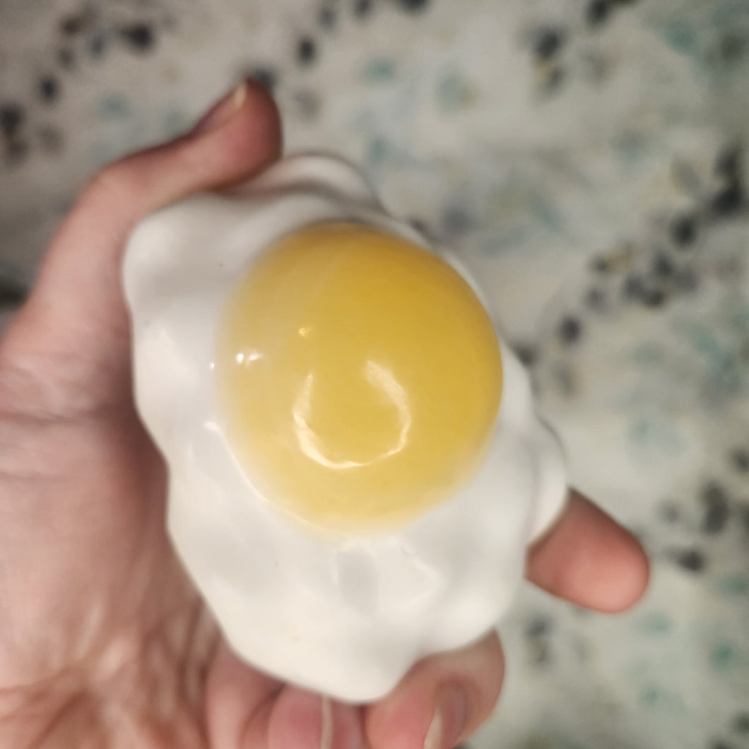 Yellow & White Calcite Egg