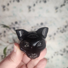 Load image into Gallery viewer, Black Obsidian Cat Carving
