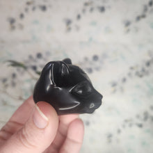 Load image into Gallery viewer, Black Obsidian Cat Carving
