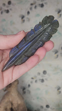 Load and play video in Gallery viewer, Blue Flash Labradorite Feather
